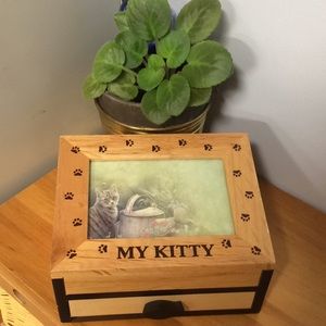 Wooden box with drawer and storage